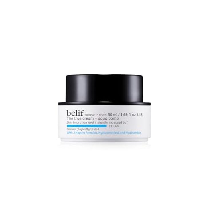 belif The True Cream Aqua Bomb 50ml, Daily Lightweight Facial Moisturizer, Hydrating & Plumping Face Cream, Hyaluronic Acid, Niacinamide, Squalane, For All Skin Types, No Mineral Oils Korean Skin Care