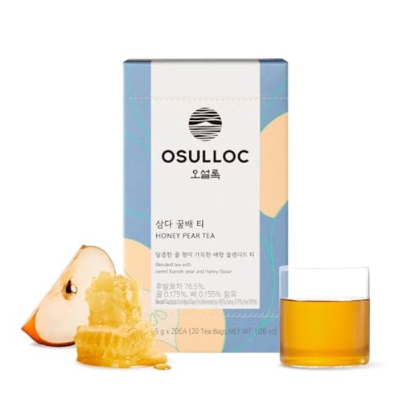 OSULLOC Honey Pear Tea (Sweet Pear & Honey Flavor), Fruit tea Blend, Premium Teabags from Jeju Island, 20 count, 1.06 oz, 30g