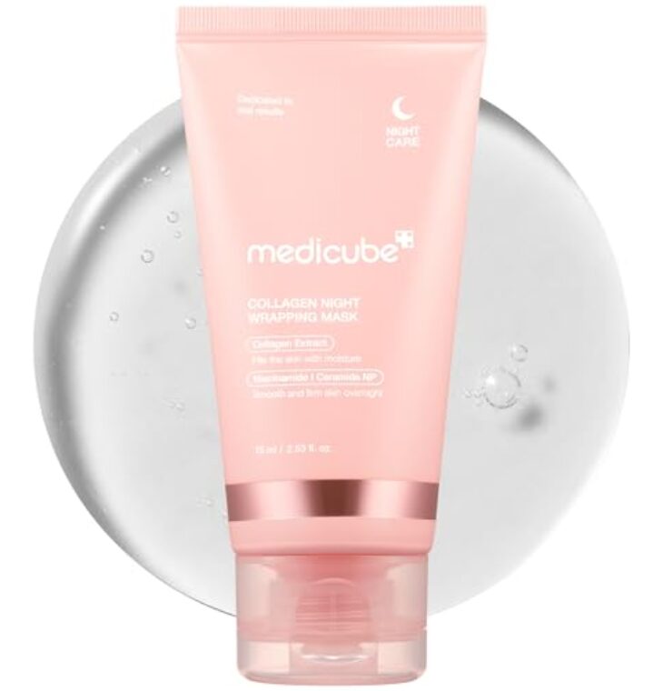 Medicube Collagen Overnight Wrapping Peel Off Facial Mask Pack - Elasticity & Hydration Care, Reduces Sagging & Dullness - Hydrolyzed Collagen For Glowing Skin - Korean Skin Care, 2.53 fl.oz