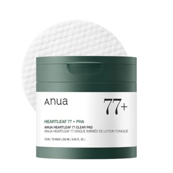 ANUA Heartleaf 77 Toner Pad 70 Sheets, PHA Dead Skin Care Low pH Daily Toner Pad exfoliating