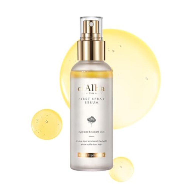 d'alba Piedmont Italian White Truffle First Spray Serum, Vegan Skin Care, Light-weight Face Moisturizer, Glow Serum for Radiant Skin, Non Comedogenic, All In One Mist, Korean Skin Care (3.38 fl oz.)