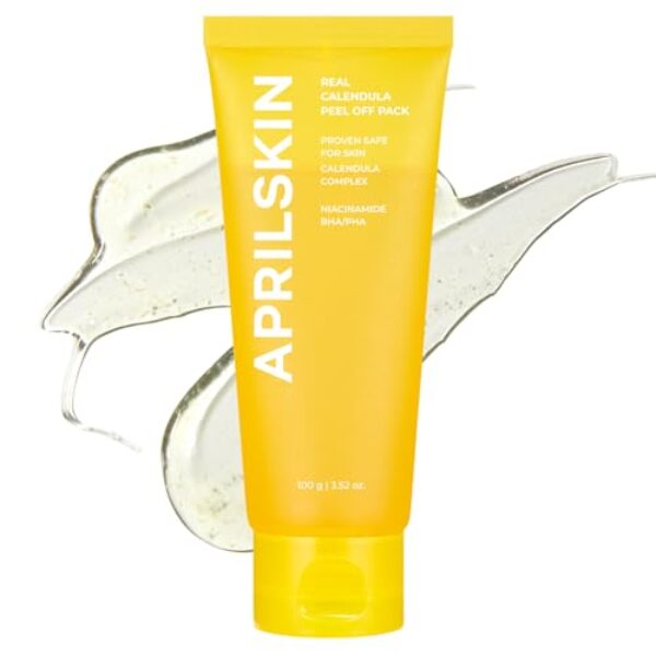 APRILSKIN Calendula Flower-Infused Facial Peel Off Mask, 3.52 fl. oz, PHA, BHA & Niacinamide gently exfoliates, removes impurities, improves uneven skin tone, and minimizes pores, Korean Skincare