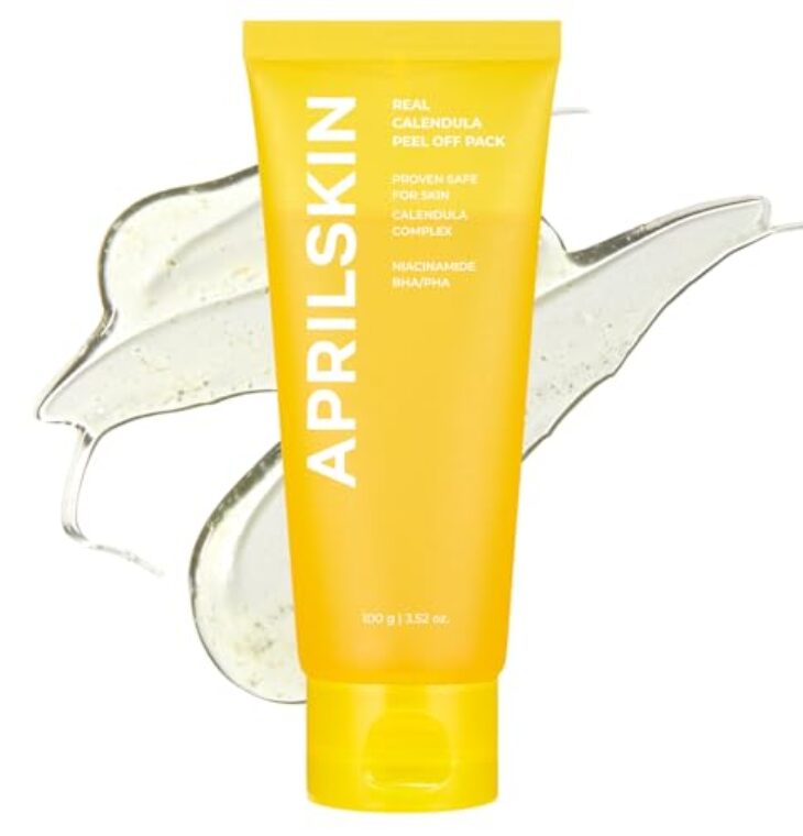 APRILSKIN Calendula Flower-Infused Facial Peel Off Mask, 3.52 fl. oz, PHA, BHA & Niacinamide gently exfoliates, removes impurities, improves uneven skin tone, and minimizes pores, Korean Skincare