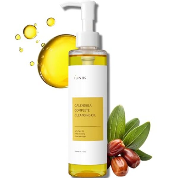 IUNIK Calendula & Jojoba Oil-Infused Vegan Cleansing Oil – Gentle Blackhead Melting & Makeup Remover Facial Cleanser w/ 94% Plant-based Oils Korean Skincare