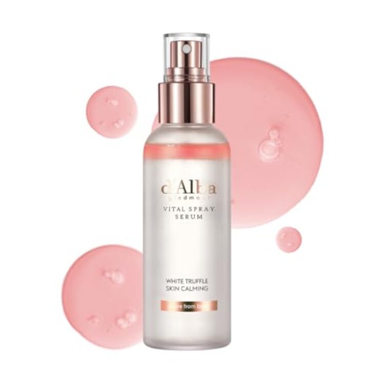 d'alba Piedmont Italian White Truffle Vital Spray Serum, Vegan Skin Care, Calming and Hydrating Facial Mist for Red and Sensitive Skin, Glow Serum, Surfactant Free, All in One, Korean Skin Care