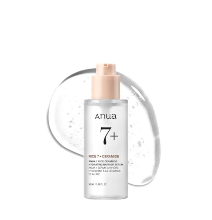 ANUA RICE CERAMIDE 7 HYDRATING BARRIER SERUM, Brightening, Hydrating Serum for Face, Rice, Hyaluronic Acid, Niacinamide, Fragrance-free, Non comodogenic, Glass Skin, Korean Skin Care, 50ml/1.69fl.oz.