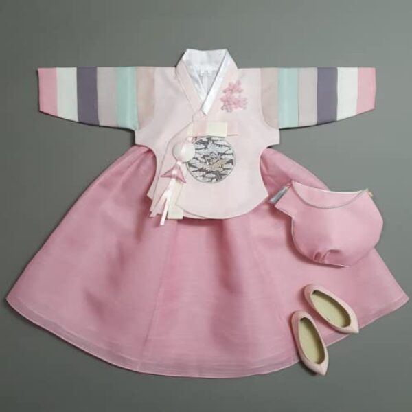 OUJIN I Korean Baby Girl Hanbok for 100~15y/o l.Pink Long Girl Hanbok Baby Kids Korean Hanbok Traditional Dress (as1, Age, 3_Months)