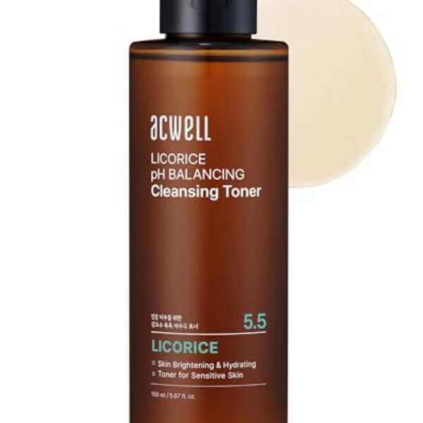 ACWELL Licorice pH Balancing Korean Toner for Cleansing 5.07 fl.oz. - Alcohol-Free PH5.5 Hydrating Facial Astringent - Skin Clarifying & Hydration Boosting Toner