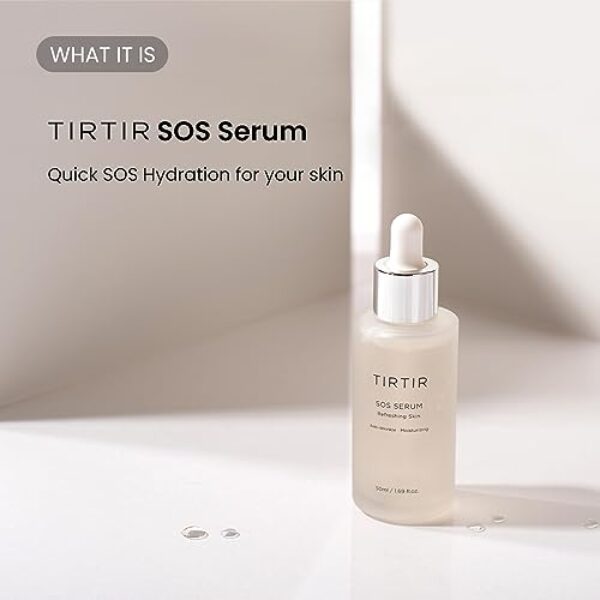 TIRTIR SOS Serum - Radiant Glow Boosting Face Serum - Plumping, Anti Aging, Hydrating - Visibly Smooth and Glowy Skin - Fragrance Free Serum for All Skin Types, 1.69 fl.oz.