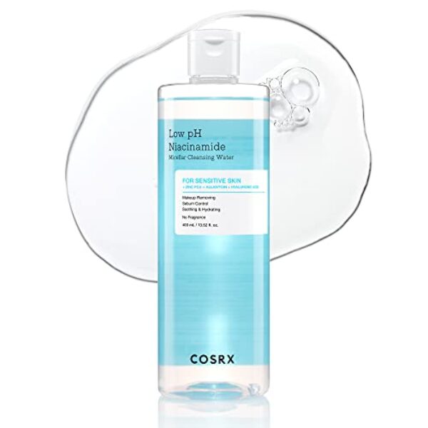 COSRX Low pH Niacinamide Micellar Cleansing Water Daily Mild Facial Cleansing Wash for Sensitive Skin, Sebum control, Korean Skin Care (13.52fl.oz/400ml)