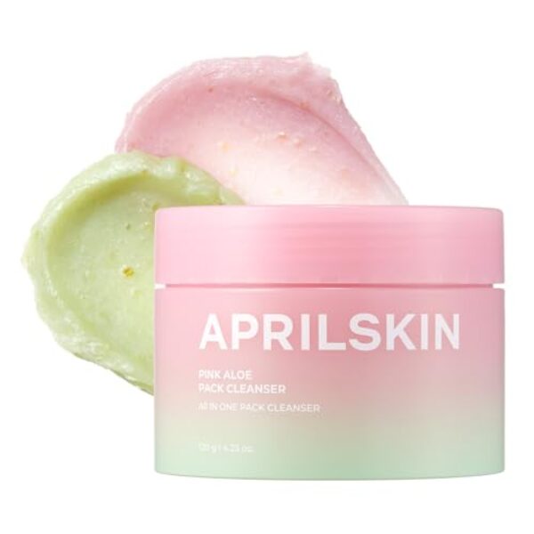 APRILSKIN Pink Aloe Facial Polish Cleanser | Gentle Exfoliation with Mungbean & Soybean Scrub | Removes Waterproof Makeup & Sunscreen | Non-Comedogenic Cleanser for All Skin Types | Korean Skincare