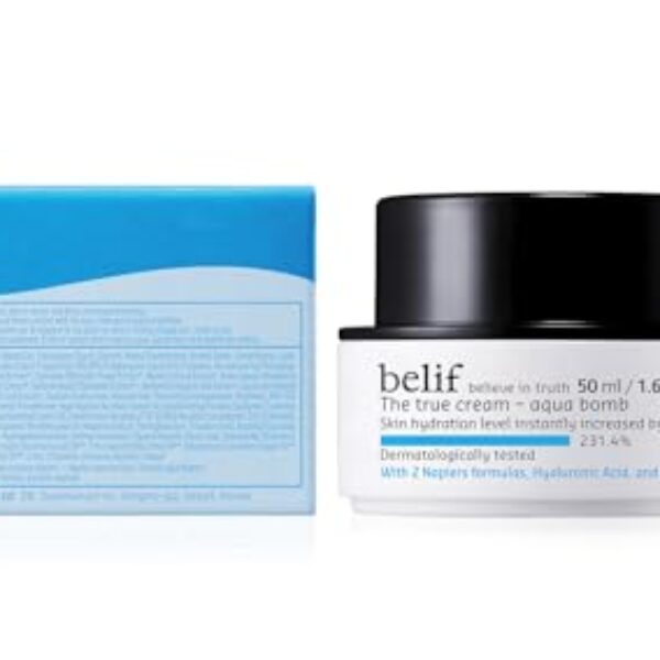 belif The True Cream Aqua Bomb 50ml, Daily Lightweight Facial Moisturizer, Hydrating & Plumping Face Cream, Hyaluronic Acid, Niacinamide, Squalane, For All Skin Types, No Mineral Oils Korean Skin Care