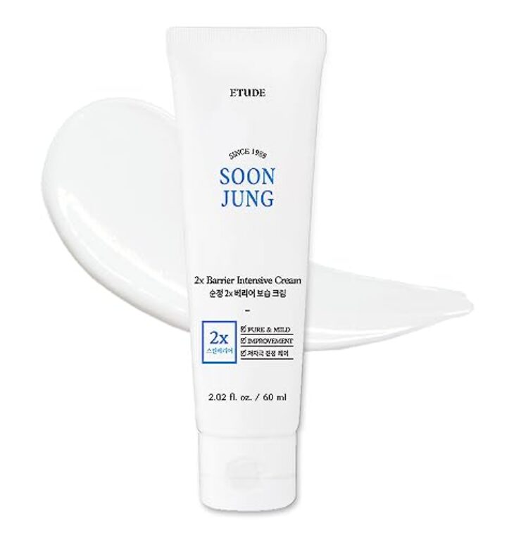 ETUDE House SoonJung 2x Barrier Intensive Cream 60ml (21AD) | Hypoallergenic Shea Butter Hydrating Facial Cream for Sensitive Skin, Water-oil Balance & Panthenol for Damaged Skin | K-beauty