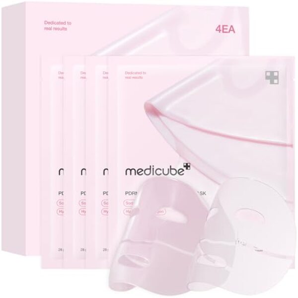 Medicube Salmon DNA PDRN pink collagen jelly gel mask | overnight face mask for glass glow skin- elasticity, hydrating, firming and moisturizing | korean skincare, 28g, 4ea