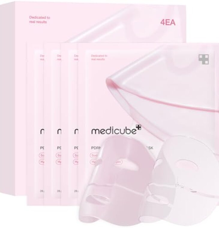 Medicube Salmon DNA PDRN pink collagen jelly gel mask | overnight face mask for glass glow skin- elasticity, hydrating, firming and moisturizing | korean skincare, 28g, 4ea