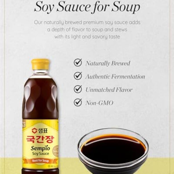 Sempio Soy Sauce for Soup (31.4fl oz) - Light, Savory Flavor Enhancer, Authentic Korean Asian Cuisine. Kosher, Non-GMO