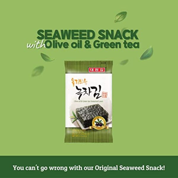 Daechun(Choi's1) Seaweed Snack, (Pack of 20), Original, Sea Salt, Green Tea Powder, Product of Korea