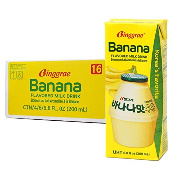 Binggrae Banana Flavored Milk [Korea’s No 1 Classic & Original Banana Milk] - Sweet, Smooth & Creamy Texture (Pack of 24)