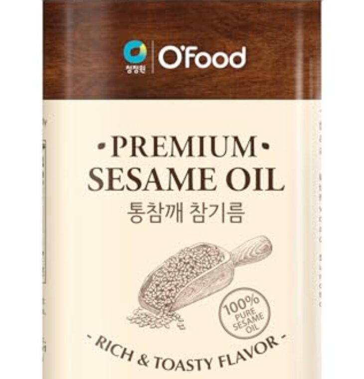 Chung Jung One O’Food Premium Sesame Oil, 16.91 Fl Oz, 100% Pure Sesame Seed Oil, Korean-Style Toasted, Rich and Nutty Flavor, Good for Cooking, Stir-fry, Noodles, Dressing, Drizzle