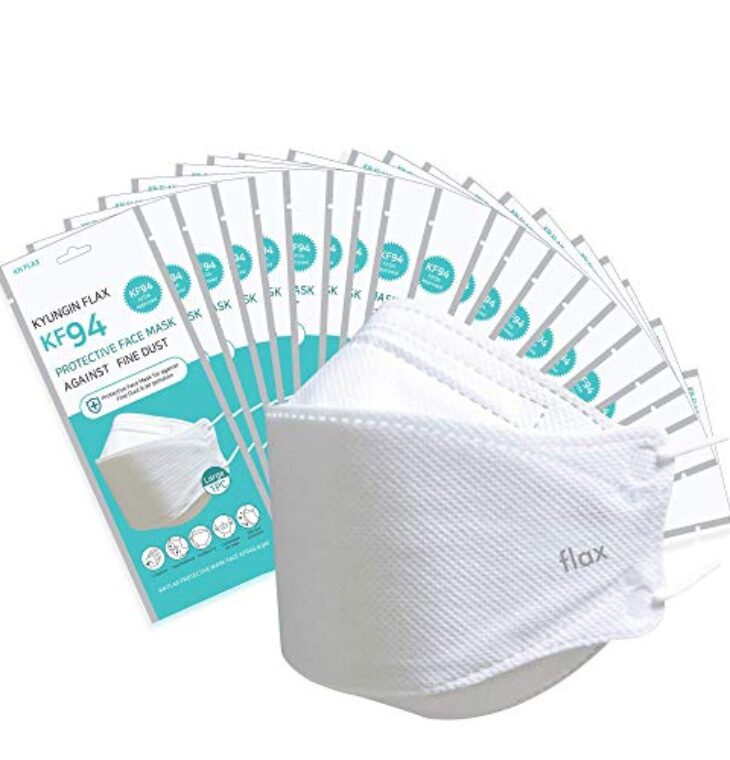 [20Packs] KF-94 - Face Protective Mask for Adult (White) [Made in Korea] [20 Individually Packaged] KN FLAX Premium KF-94 Certified Face Safety White Dust Mask for Adult [English Packing]