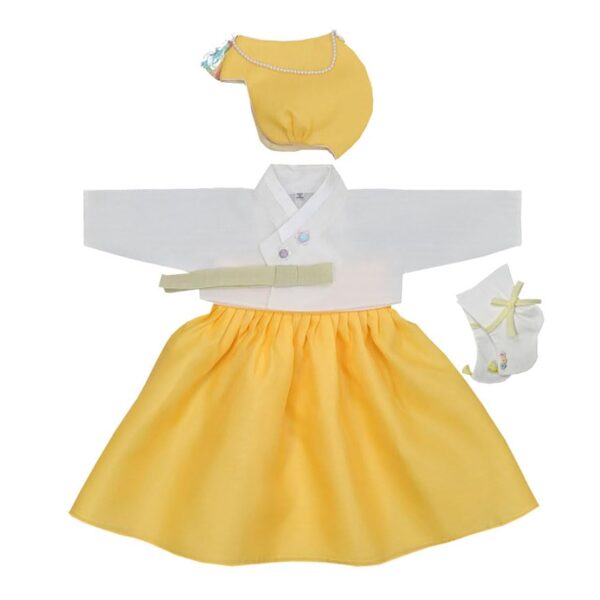 Girl Baby 100 Days Birth Hanbok Korea Traditional Dress Celebration Party Baekil Yellow Set OSG301