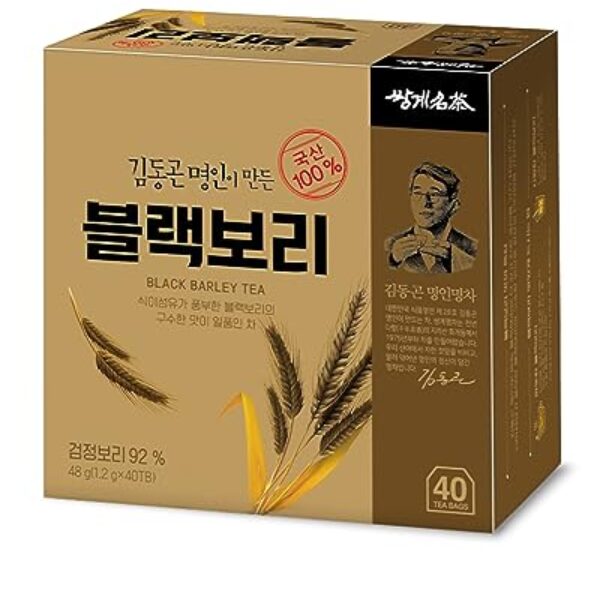 Ssanggye Black Barley Tea 1.2g x 40 Tea Bags, Premium Korean Herbal Tea Hot Cold Grain Soft Deep Nutty Taste Teabag Loose Leaf 4 Seasons Made in Korea