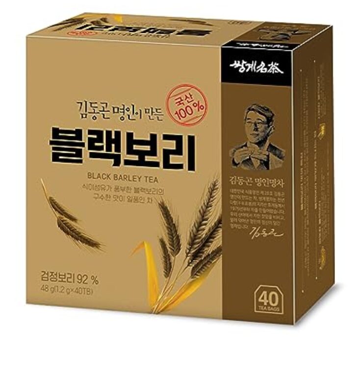 Ssanggye Black Barley Tea 1.2g x 40 Tea Bags, Premium Korean Herbal Tea Hot Cold Grain Soft Deep Nutty Taste Teabag Loose Leaf 4 Seasons Made in Korea