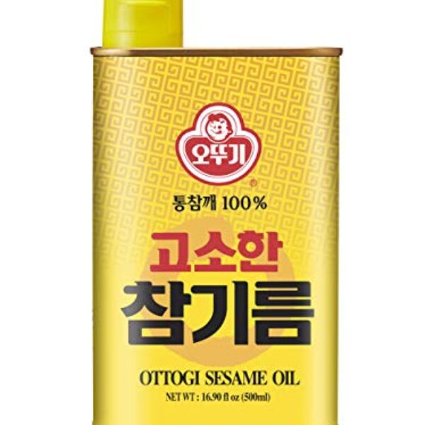 OTTOGI 100% Pure Premium Roasted Sesame Oil, Toasted to Perfection, Traditional Korean Style Oil, 500ml (16.90 fl oz)