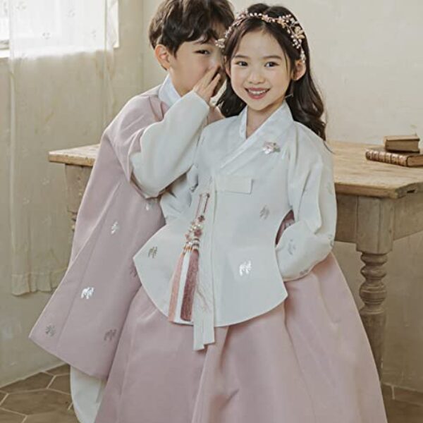 OUJIN I Ivory Indie Pink Dangui Girl Hanbok for 100days~15y/o Korean Dress Baby Kids Hanbok Dol Baekil (as1, Age, 1_Year)