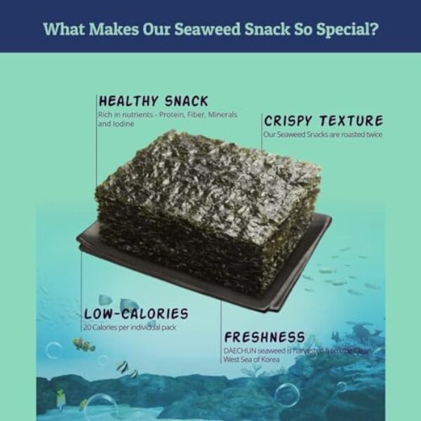 Organic DAECHUN(Choi's1) Seaweed Snacks, 20 Pack, Original, Product of Korea Premium Great