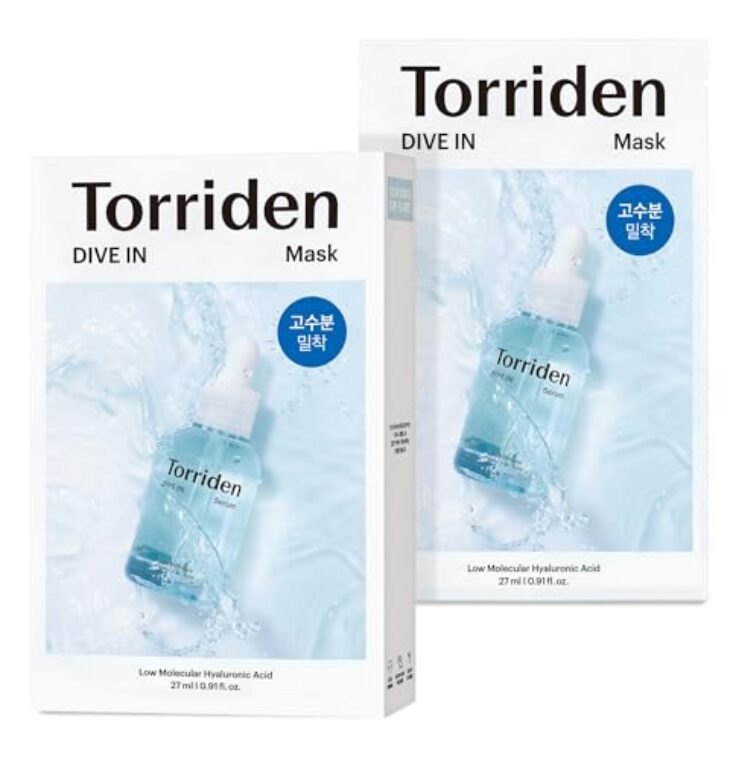 Torriden DIVE-IN Hyaluronic Acid Facial Sheet Masks (10 Count), Moisturizing Sheet Mask for Sensitive, Dry Skin | Fragrance-Free Alcohol-Free No Colorants | Vegan, Cruelty-Free Korean Skin Care