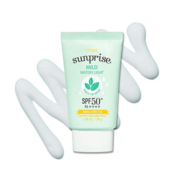 ETUDE Sunprise Mild Weightless Watery Light Texture SPF50+/PA+++ 1.7 fl. Oz (50ml) (21AD) | Light Moisturizing Sunblock for Sensitive Skin | Korean Skin Care