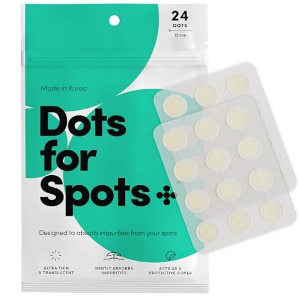 Dots for Spots Pimple Patches - Korean Skin Care - Stocking Stuffers for Women & Teen Girls - Fast Acting Translucent Hydrocolloid Spot Treatment Stickers for Face and Body (24 patches)