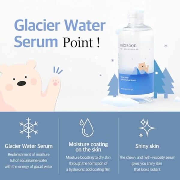 mixsoon Glacier Water Hyaluronic Acid Serum - Non-greasy Hydration Booster, Firming Facial Serum For Radiant, Dewy Skin - Korean Serum for Glass Skin - Mega-size (10.14 fl.oz / 300ml)