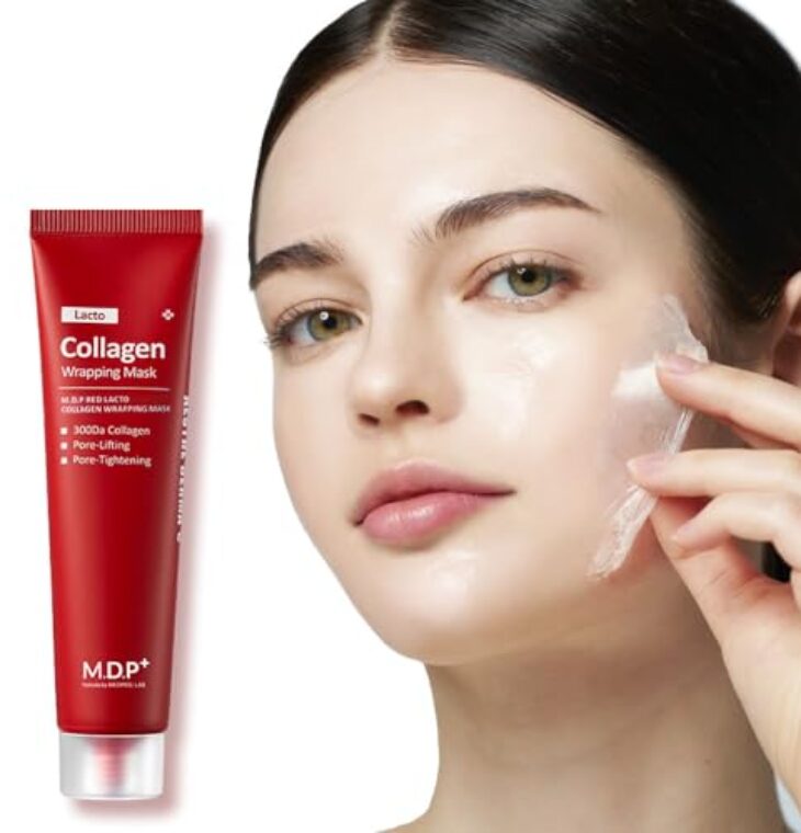 MDP RED LACTO COLLAGEN WRAPPING MASK, Glowy Skin, Skin Elasticity, Hydrating, 2.36oz/70ml,Peel-off Mask, Pore Lifting and Minimizing, Overnight Mask, Korean Glass Skin