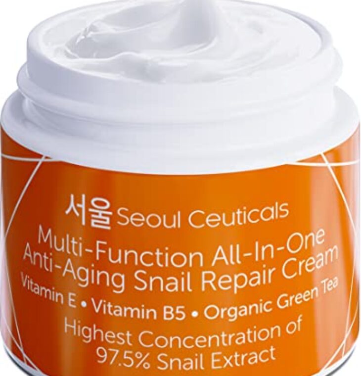 SeoulCeuticals Korean Skin Care 97.5% Snail Mucin Moisturizer Cream - K Beauty Skincare Day & Night Snail Repair Cream Filtrate Cruelty Free 2oz