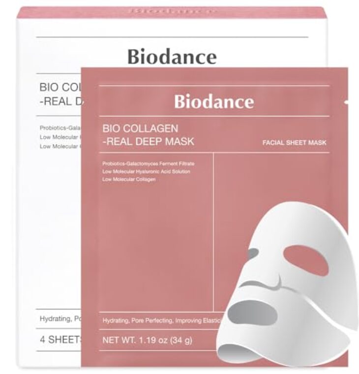 BIODANCE Bio-Collagen Real Deep Mask, Hydrating Overnight Hydrogel Mask, Pore Minimizing, Elasticity Improvement, 34g x4ea