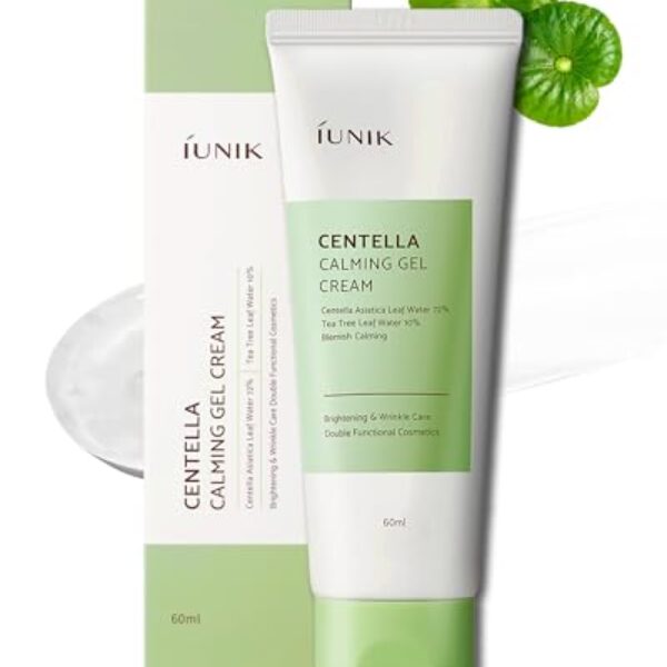 IUNIK Centella 70% Calming Gel Cream Vegan Non-Sticky Moisturizing Blemish Care w/Centella Asiatica Tea Tree 10% Soothes Acne Rosacea Oily & Sensitive Skin Korean Skincare