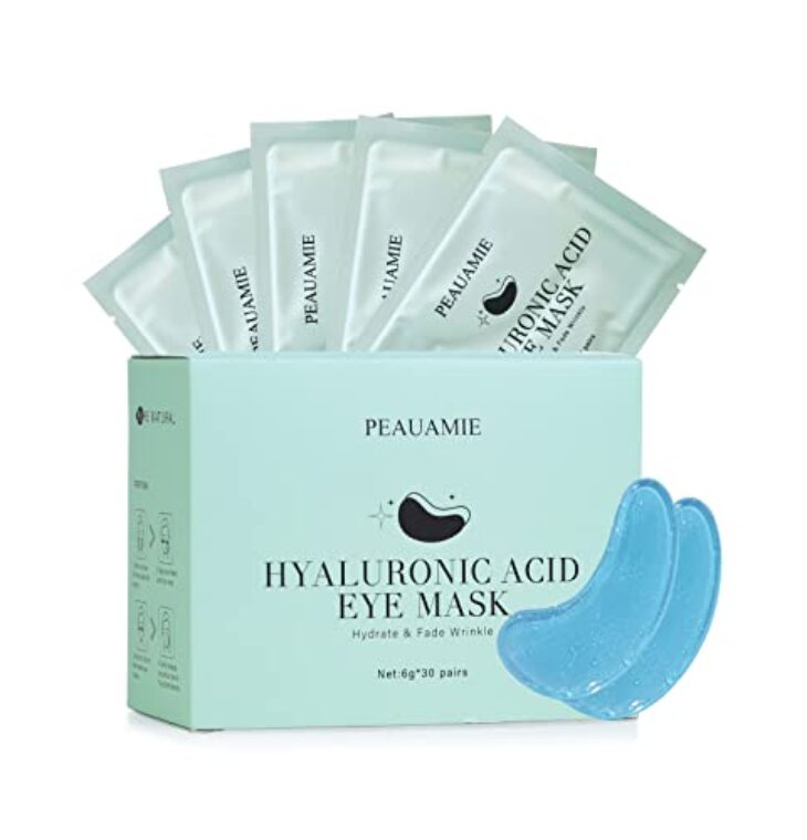 PEAUAMIE Under Eye Patchs (30 Pairs) Hyaluronic Acid Eye Mask for Dark Circles and Puffiness Wrinkle Eye Bags (Hyaluronic Acid)