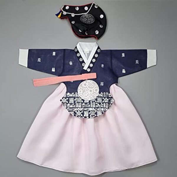 Hanbok Girl Baby Korea Traditional Clothing Set First Birthday Party Celebrations Navy Peach 1 Age DDG107