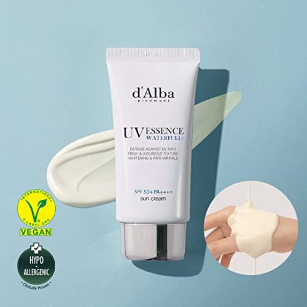 d'alba Piedmont Italian White Truffle Waterfull Essence Sunscreen, Vegan Skincare, Lightweight Sunscreen with SPF 50+ PA++++, Glowy, Safe for all Skin Types