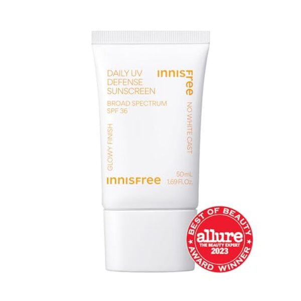 innisfree Daily UV Defense Sunscreen Broad Spectrum SPF 36, Invisible Korean Sunscreen for Face with No White Cast (Packaging May Vary)