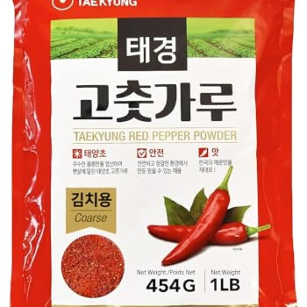 NONGSHIM TAEKYUNG Korean Chili Powder, Gochugaru Chili Flakes. Kimchi Powder (Flake, 1lb) - 100% Red Pepper Flakes for Korean & Asian Food. MSG Free.