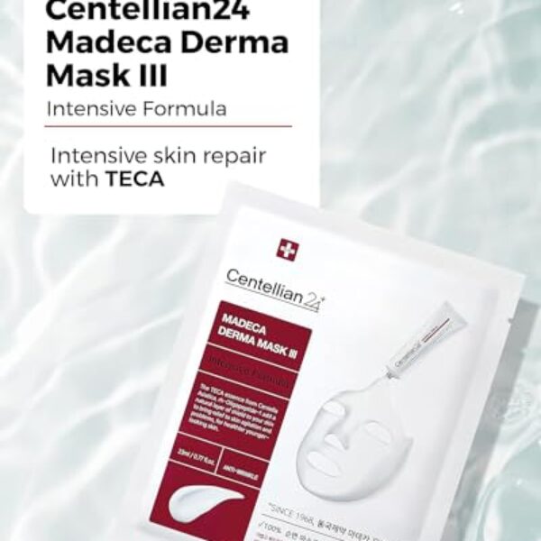 CENTELLIAN 24 Madeca Derma Face Mask (Intensive, 10pc) - Soothing Cotton Sheet Mask for Sensitive, All Skin Types, 24-Hour Hydration. Premium Korean Skin Care. TECA, Centella Asiatica, Madecassoside.