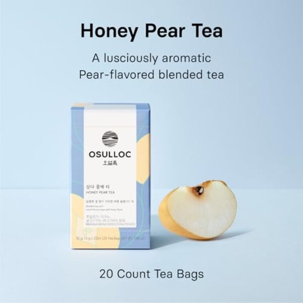 OSULLOC Honey Pear Tea (Sweet Pear & Honey Flavor), Fruit tea Blend, Premium Teabags from Jeju Island, 20 count, 1.06 oz, 30g