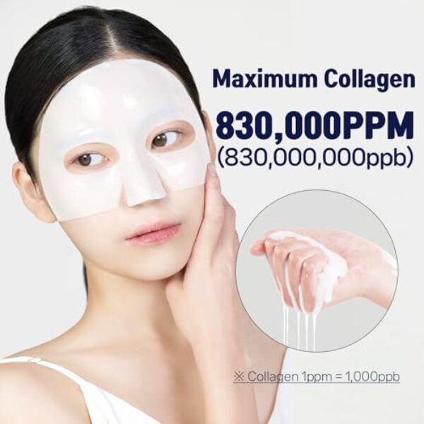 WELLDERMA Sapphire Collagen Face Mask 4ea - Overnight Hydrating & Firming Korean Hydrogel Mask with High Norwegian Collagen Content - Deep Absorption, Moisturizing, Elasticity Boost for All Skin Types