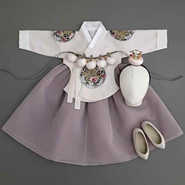 OUJIN I Korean Baby Girl Cocoa Hanbok for 100days~10y/o Girl Baby Kids Hanbok Korean Traditional Dress (as1, Age, 1_Year)