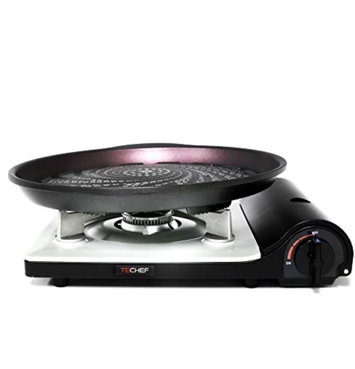 TECHEF - Stovetop Korean BBQ Non-Stick Grill Pan with Agni Portable Gas Stove Burner, Made in Korea