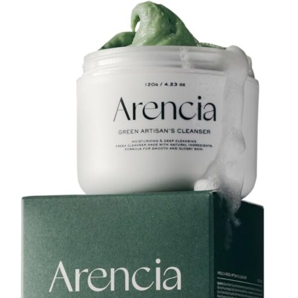 Arencia Korean Rice Mochi Face Cleanser - Face Mask, Foaming Cleanser, Gentle Scrub All in One - Deep Cleansing, Moisturizing, Pore Minimizing, Removing Blackhead- with Rice Water & Green Tea, Mugwort