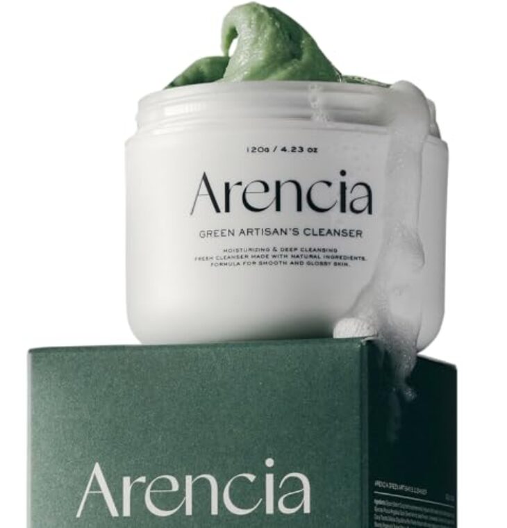 Arencia Korean Rice Mochi Face Cleanser - Face Mask, Foaming Cleanser, Gentle Scrub All in One - Deep Cleansing, Moisturizing, Pore Minimizing, Removing Blackhead- with Rice Water & Green Tea, Mugwort